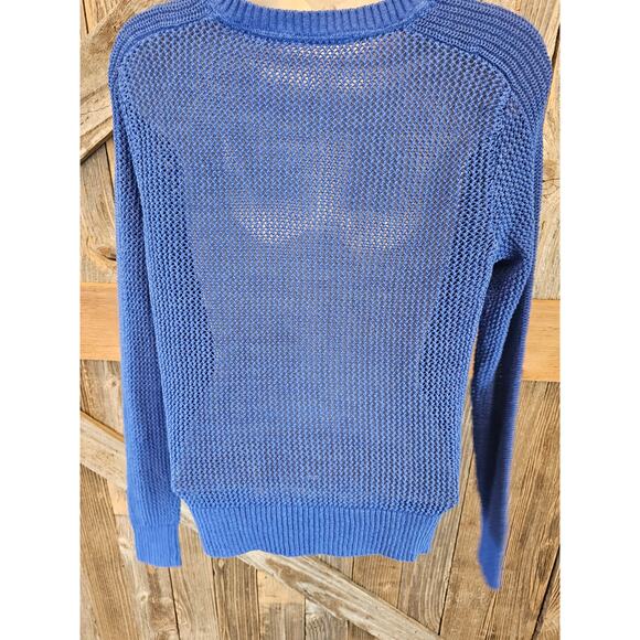 Athleta sz small mesh net see through layering full zip sweater blue EUC active - Picture 3 of 8